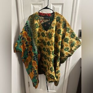 Kantha Floral Cinch Tunic Poncho